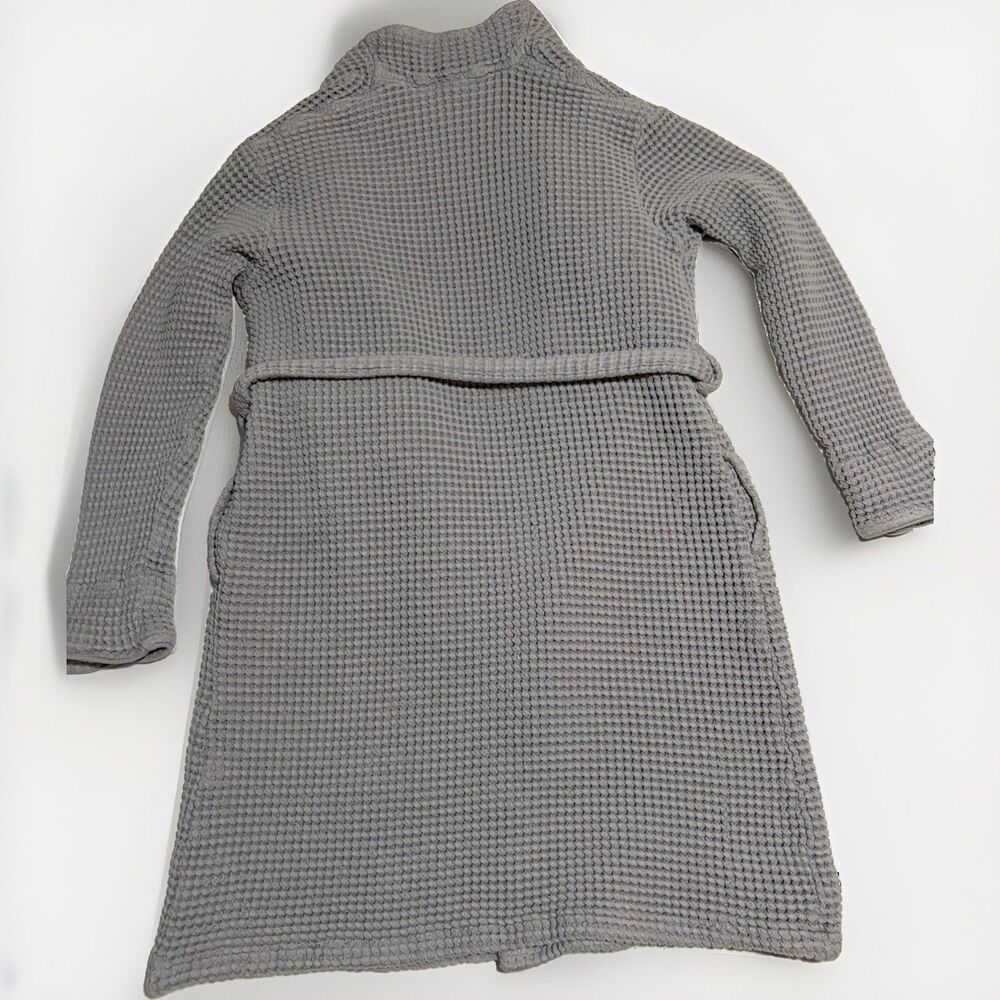 Brooklinen Dreamweave Waffle Knit Robe Light Gray Cotton Belted Spa Bathrobe - Picture 5 of 5